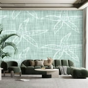 Peel and Stick Canvas Wallpaper Wall Mural Aegean teal mottled star fish linen texture Summer style Wall Art Self Adhesive and Removable 100in x 144in